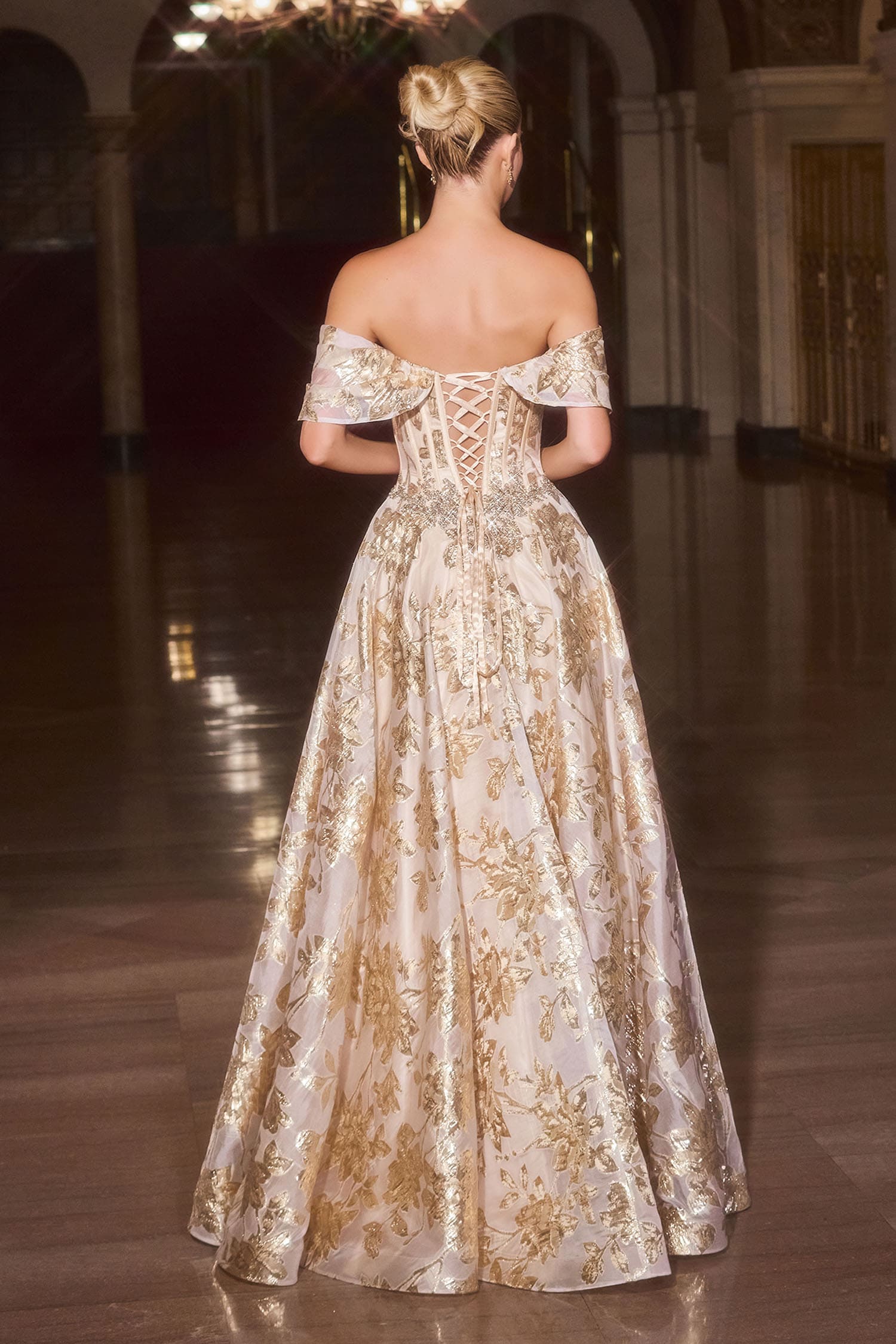 Glenna Gown Off The Shoulder Floral Ball Gown