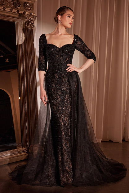 Liesel Gown LONG SLEEVE LACE FITTED DRESS & OVERSKIRT