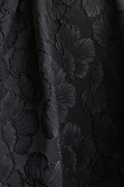 Zuma | Black Metallic Jacquard Strapless Midi Dress