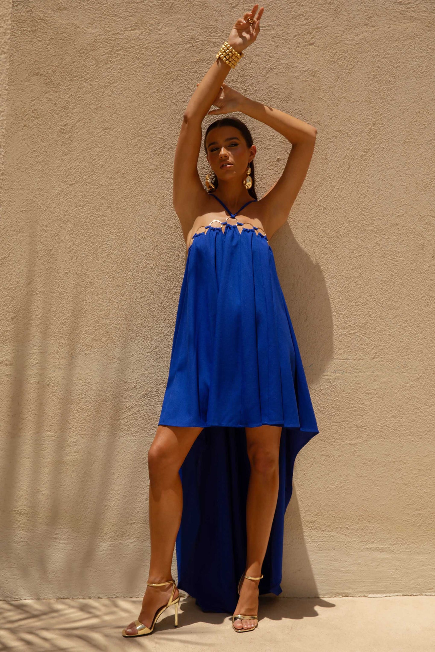 Amiya | Blue A- Maxi Dress with Cut-Out Details