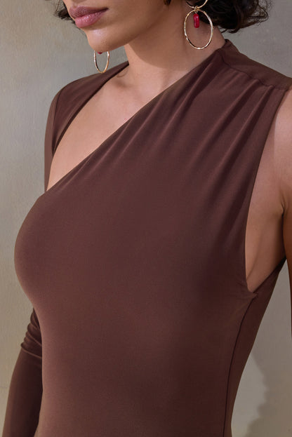 Siren | Brown One Shoulder Bodycon Dress