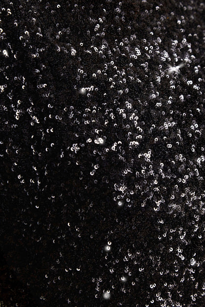 Aurah | Black Sequin Crew-Neck Maxi Dress With Cap Sleeves