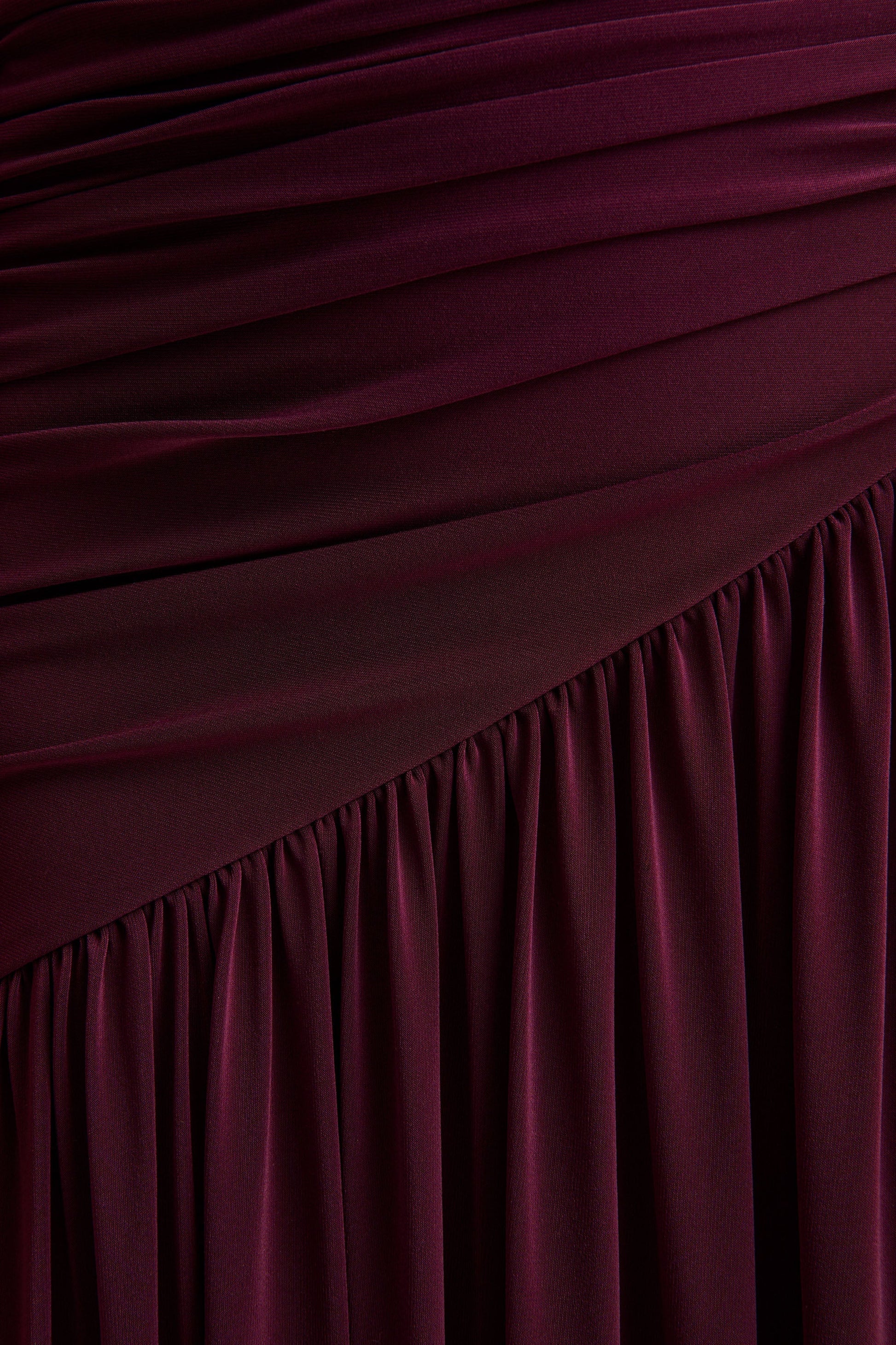 Luminary | Dark Plum Bardot-Neck Maxi Dress With Mesh Sleeves