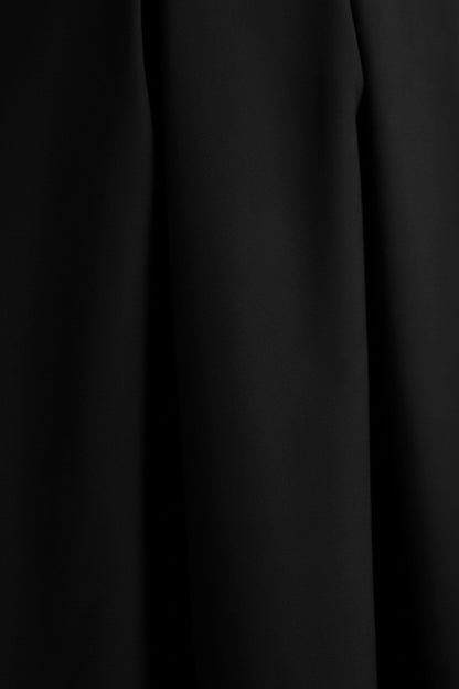 Thalia | Black High-Neck Midi Dress With Sheer Mesh Cape