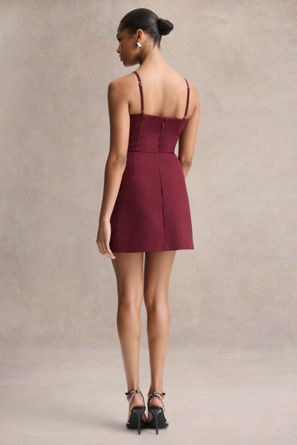 Veda | Burgundy Square-Neck Mini Dress