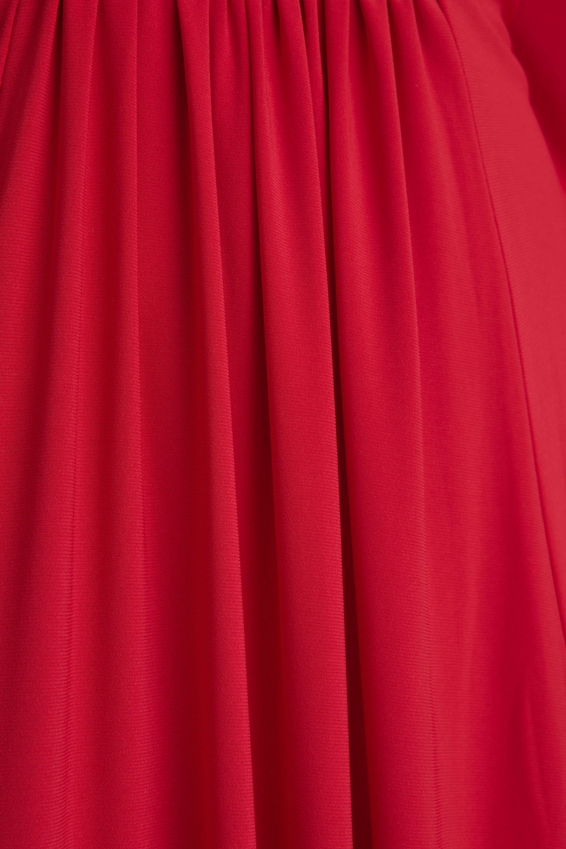 Romilly | Red Plunge-Neck Maxi Dress With Gathered Detail