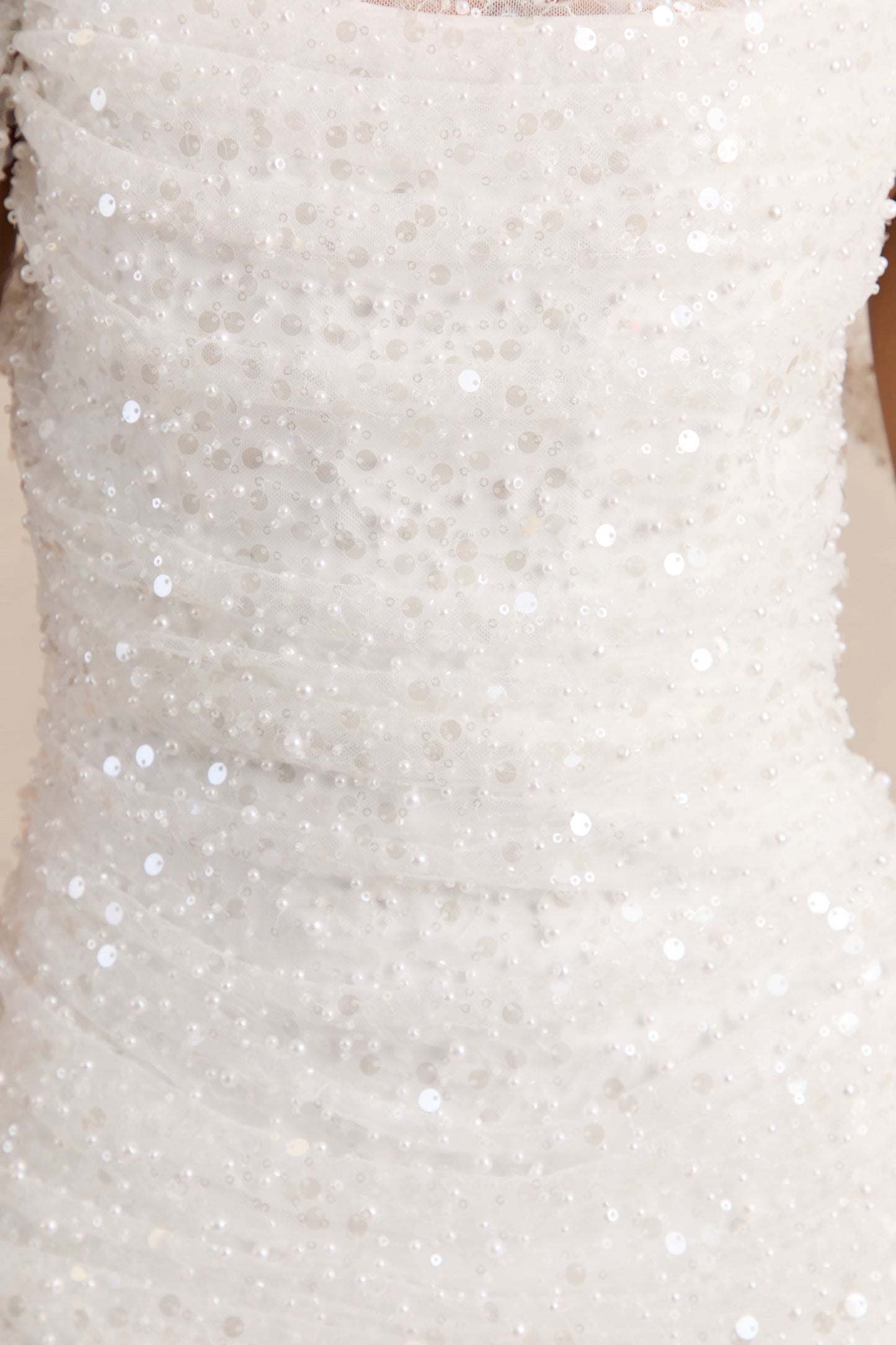 Millie | White Mesh Bardot-Neck Mini Dress With Draped Detailing
