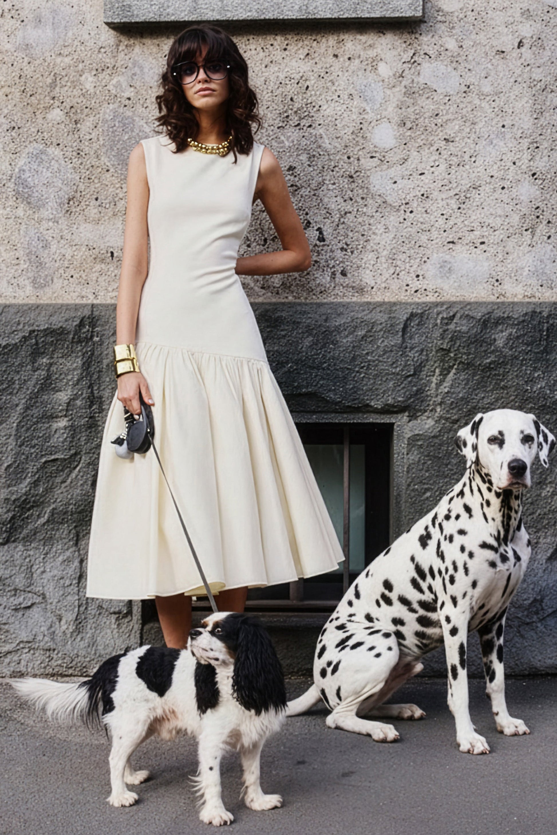 Fantasia | Cream Boat-Neck Midi Dress With Asymmetric Drop-Waist