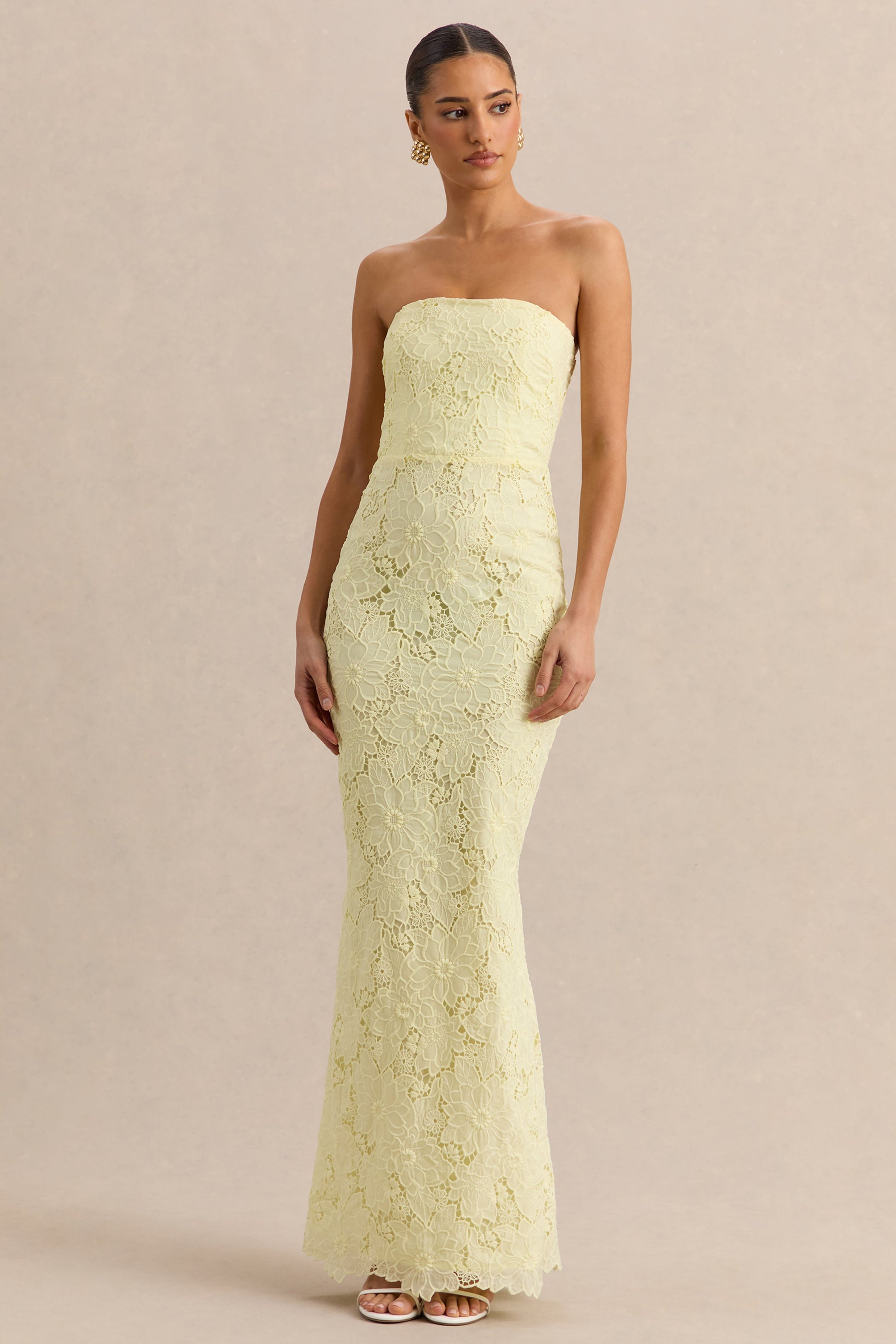 Suzie | Lemon Lace Bandeau Maxi Dress