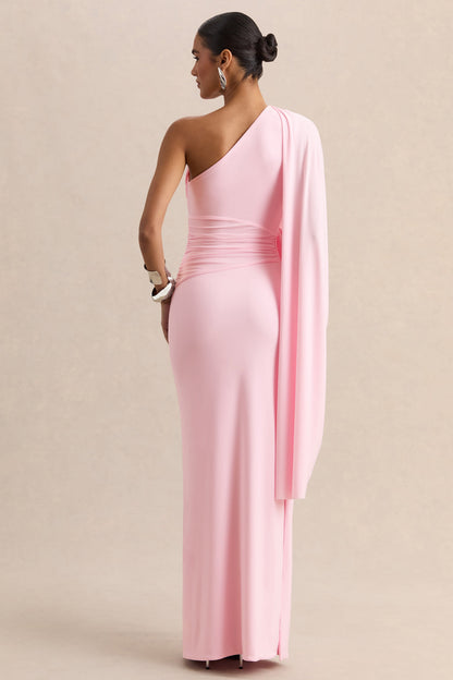 Sabella | Pink Asymmetric-Neck Maxi Dress
