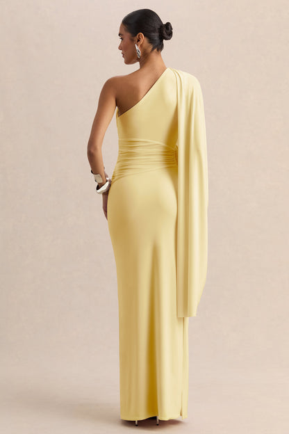 Sabella | Lemon Asymmetric-Neck Maxi Dress
