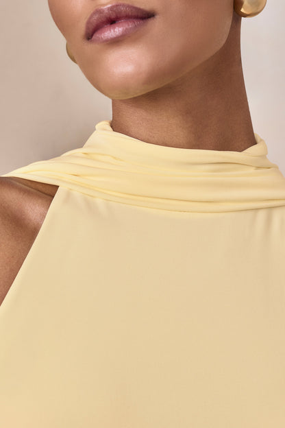 Cordy | Lemon High-Neck Maxi Dress With Cape