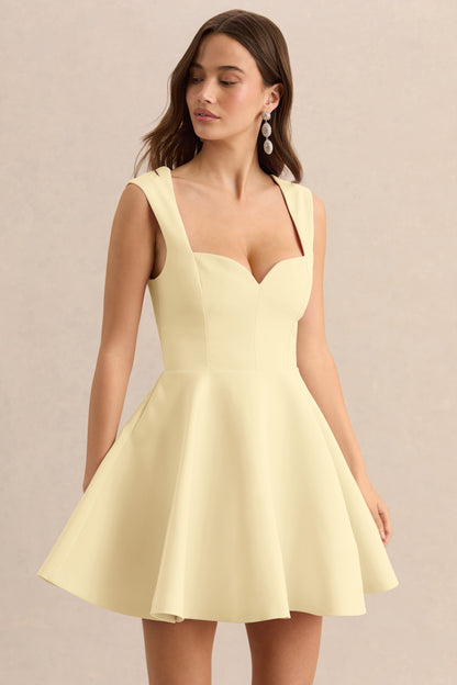 Katya | Lemon Sweetheart-Neck Skater Mini Dress