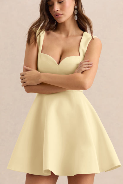 Katya | Lemon Sweetheart-Neck Skater Mini Dress