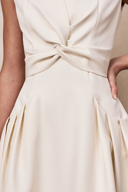 Kylen | Cream V-Neck Midi Dress