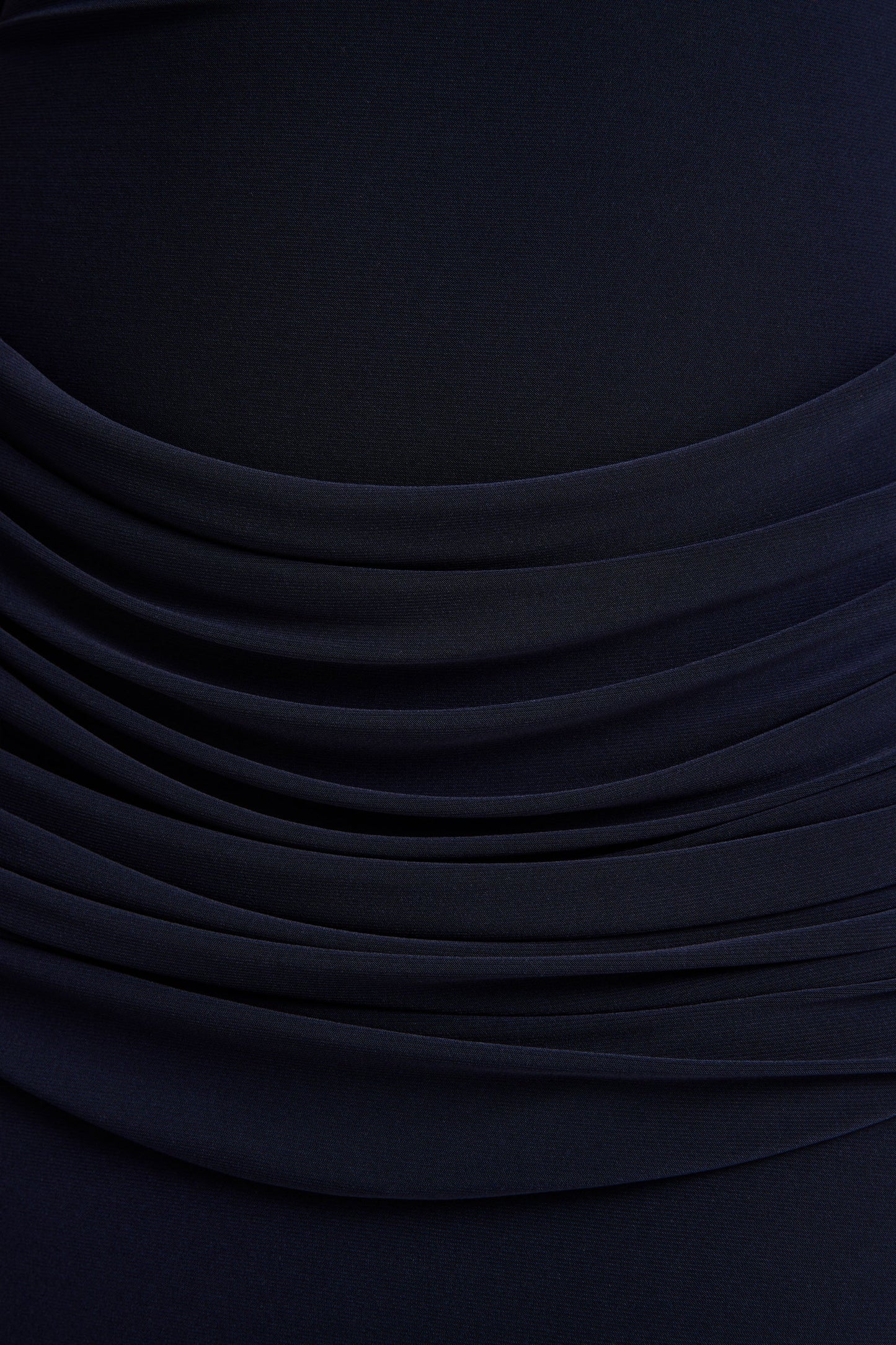Hesperia | Navy High-Neck Maxi Dress With Draped-Detailing And Scarf