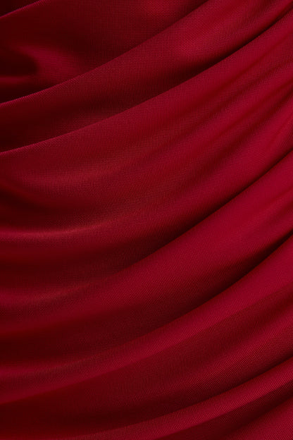 Vesperelle | Red Scoop-Neck Maxi Dress With Gathered-Detailing
