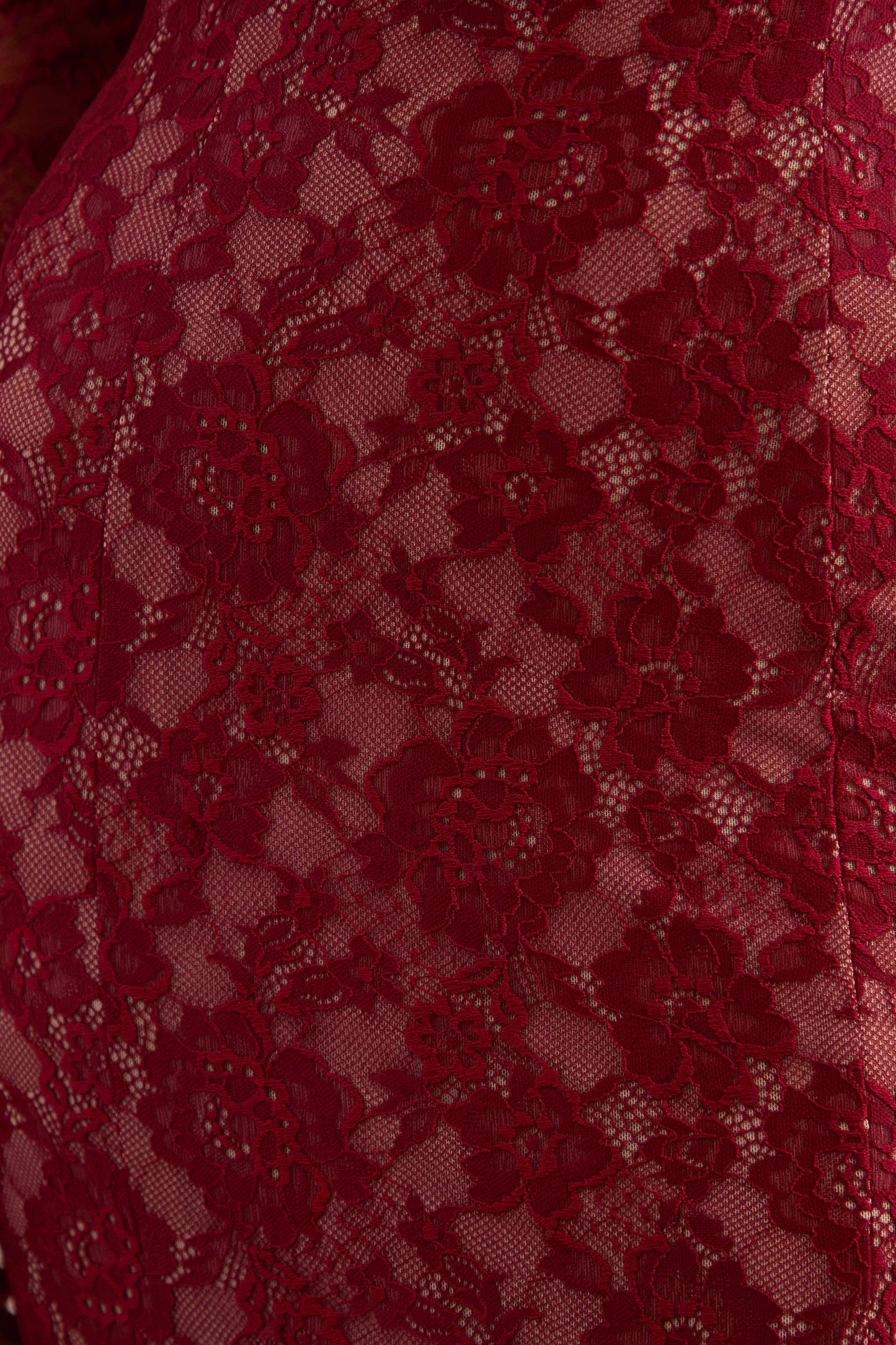 Mirellia | Dark Red Lace Sweetheart-Neck Maxi Dress