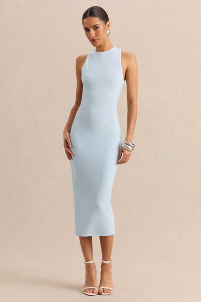 Mirana | Powder Blue High-Neck Midi-Dress