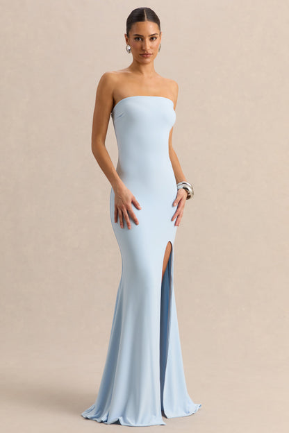 Melva | Powder Blue Bandeau Maxi Dress