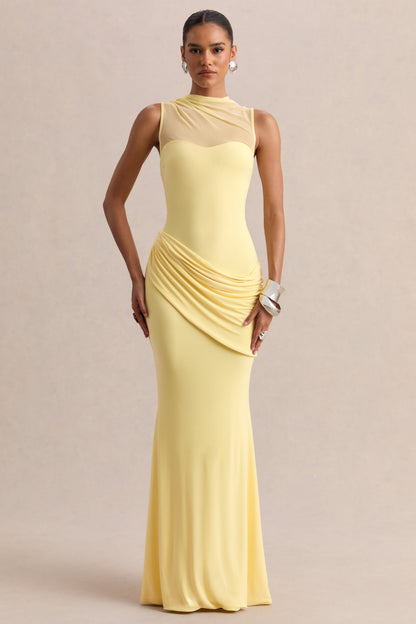 Lyssy | Lemon High-Neck Maxi Dress With Mesh-Detail