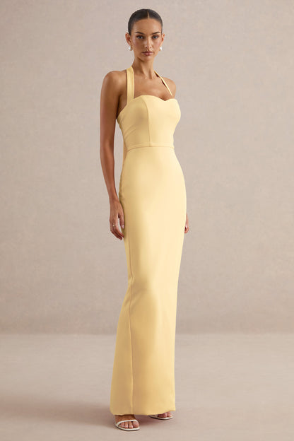 Heloira | Lemon Sweetheart-Neck Maxi Dress