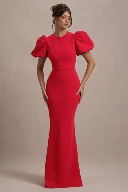 Love Letters | Red Puff-Sleeve Maxi Dress