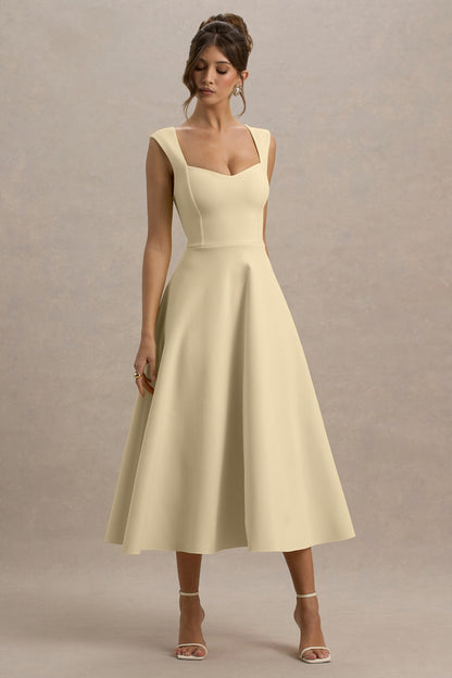 Andromeda | Lemon Sweetheart-Neck Midi Dress