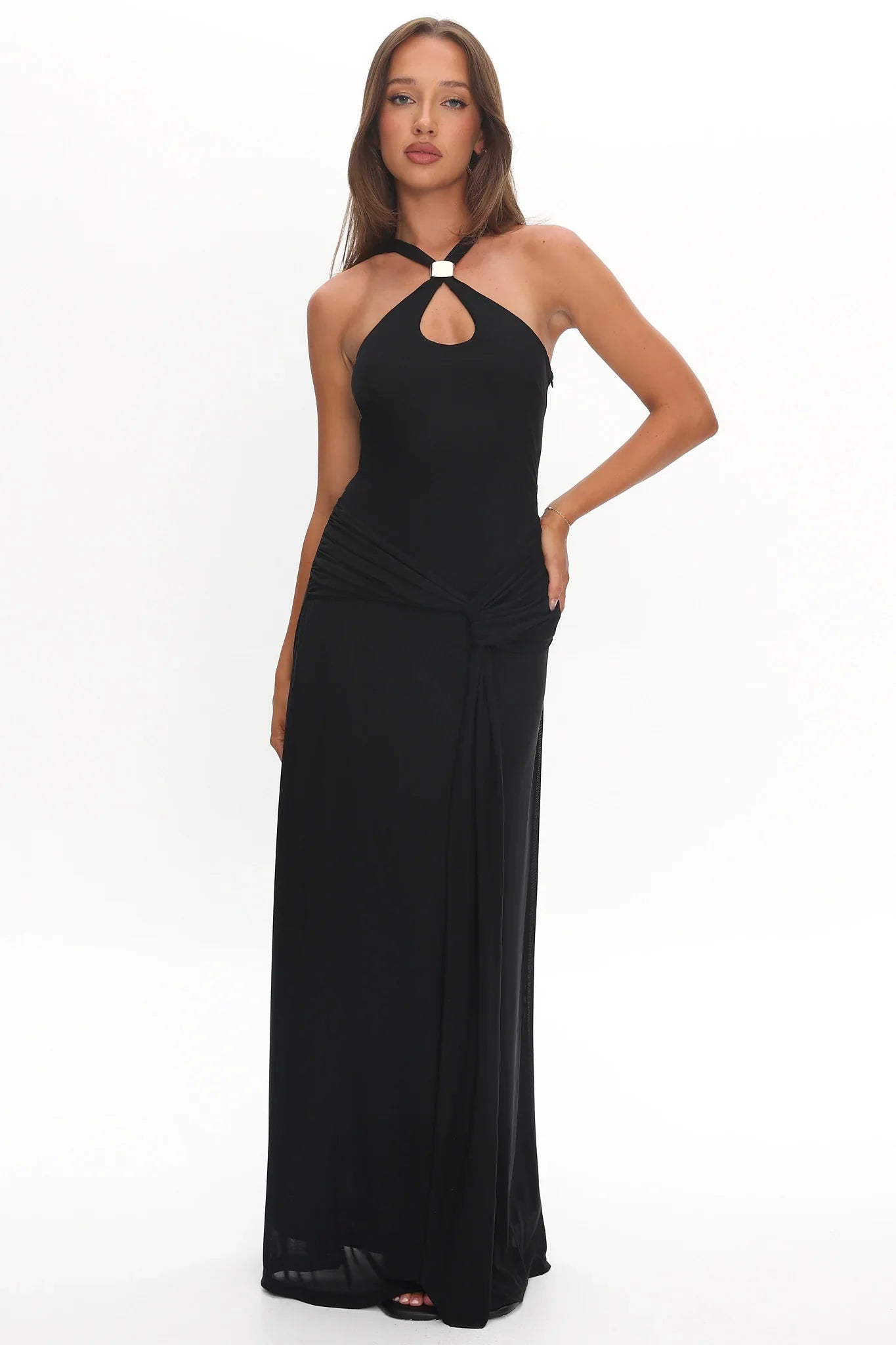 Solange Maxi Dress Black Halter Long Dress