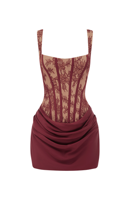 Cornelia Mini Dress Burgundy Lace
