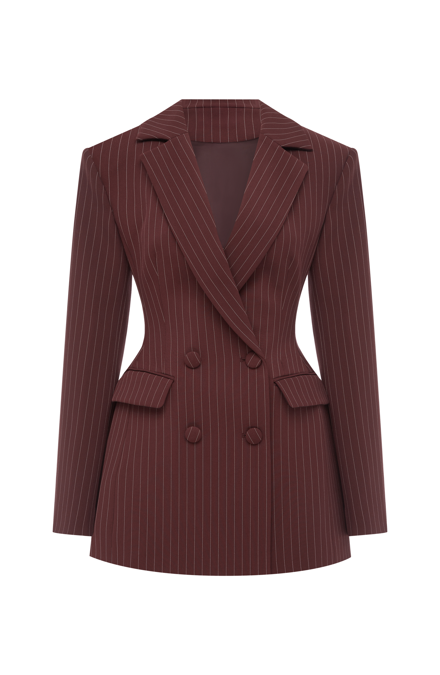 Elvira Mini Dress Burgundy Pinstripe