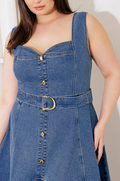 PRETTY PICTURE SWEETHEART DENIM DRESS