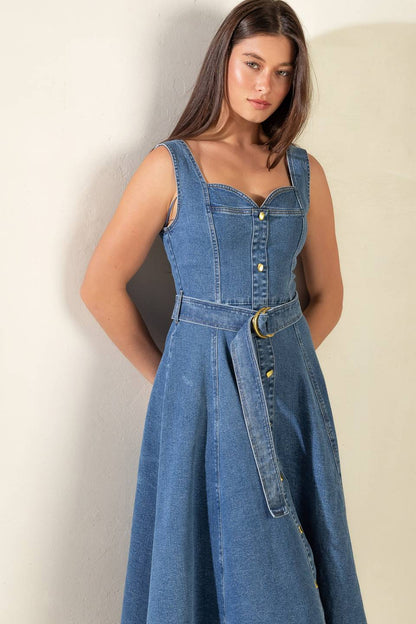 PRETTY PICTURE SWEETHEART DENIM DRESS