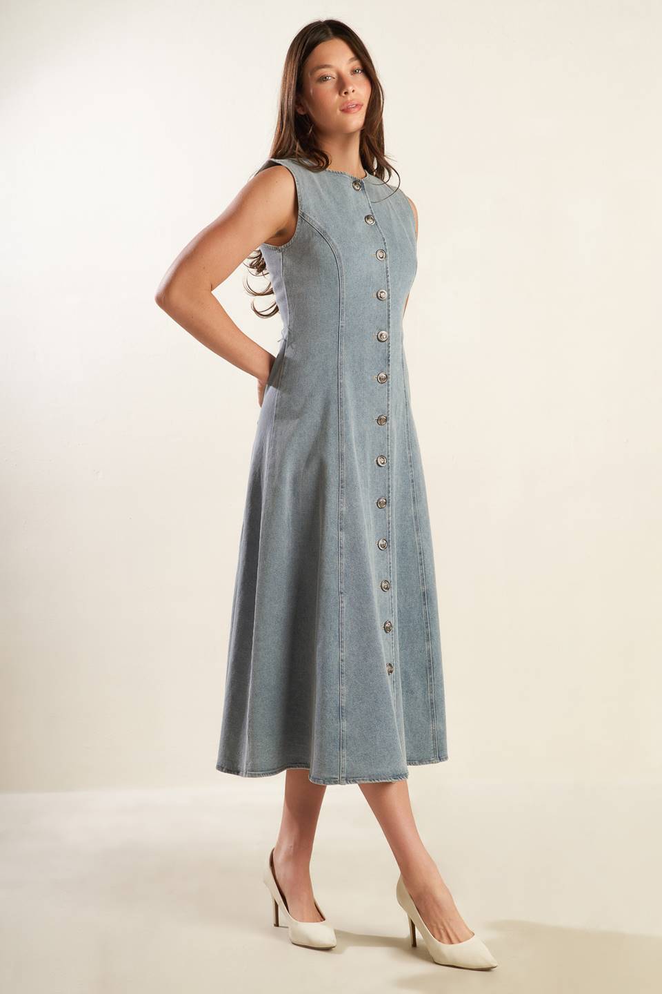 NAUTICAL & NICE LIGHT DENIM BUTTON DOWN DRESS