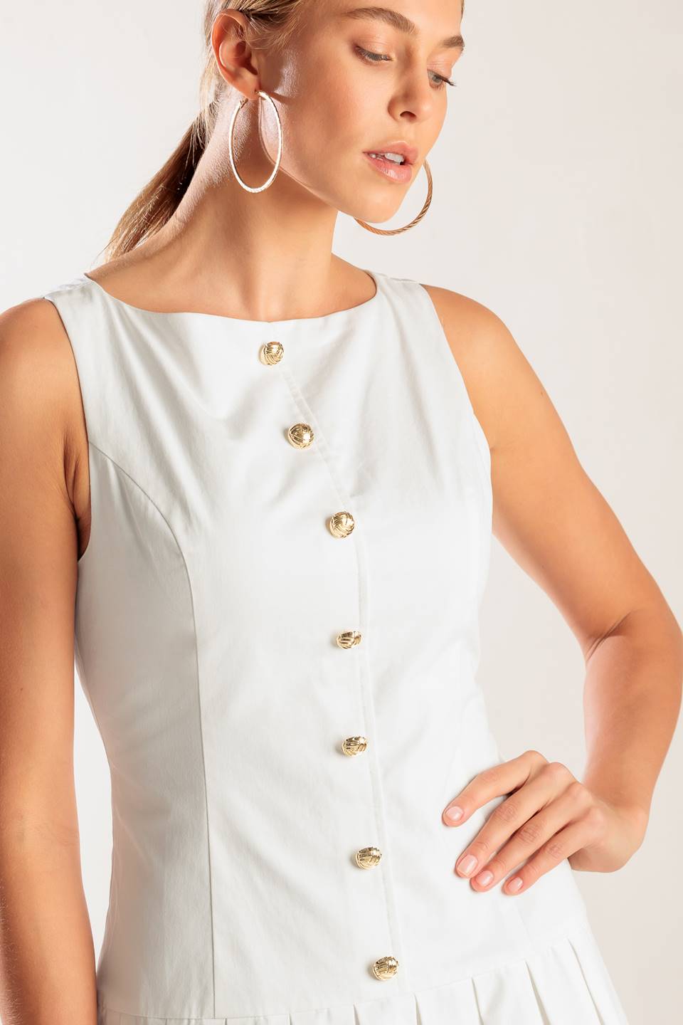 NO COMPARISONS PLEATED SKIRT MINI DRESS WHITE- FINAL