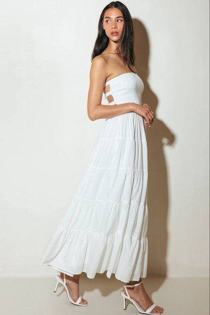 BREEZE OPEN BACK MIDI DRESS WHITE