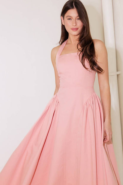 CAUGHT IN THE RAIN HALTER MIDI DRESS SOFT PINK FINAL
