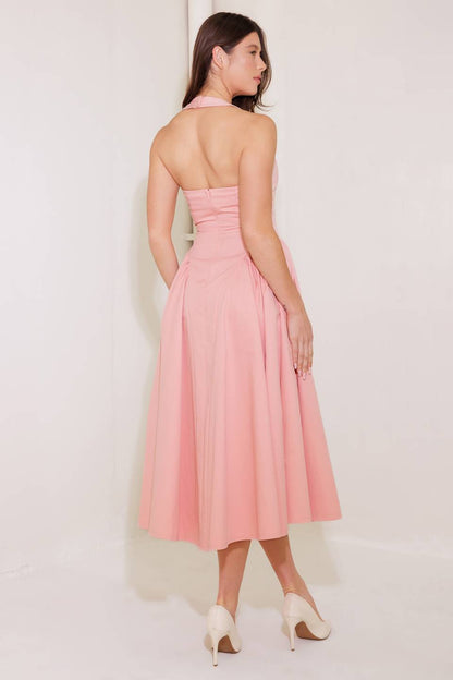 CAUGHT IN THE RAIN HALTER MIDI DRESS SOFT PINK FINAL