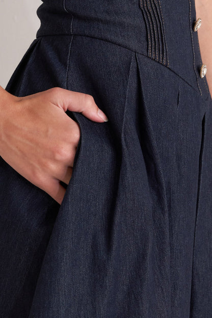URBAN MOMENT DARK DENIM CORSET DRESS