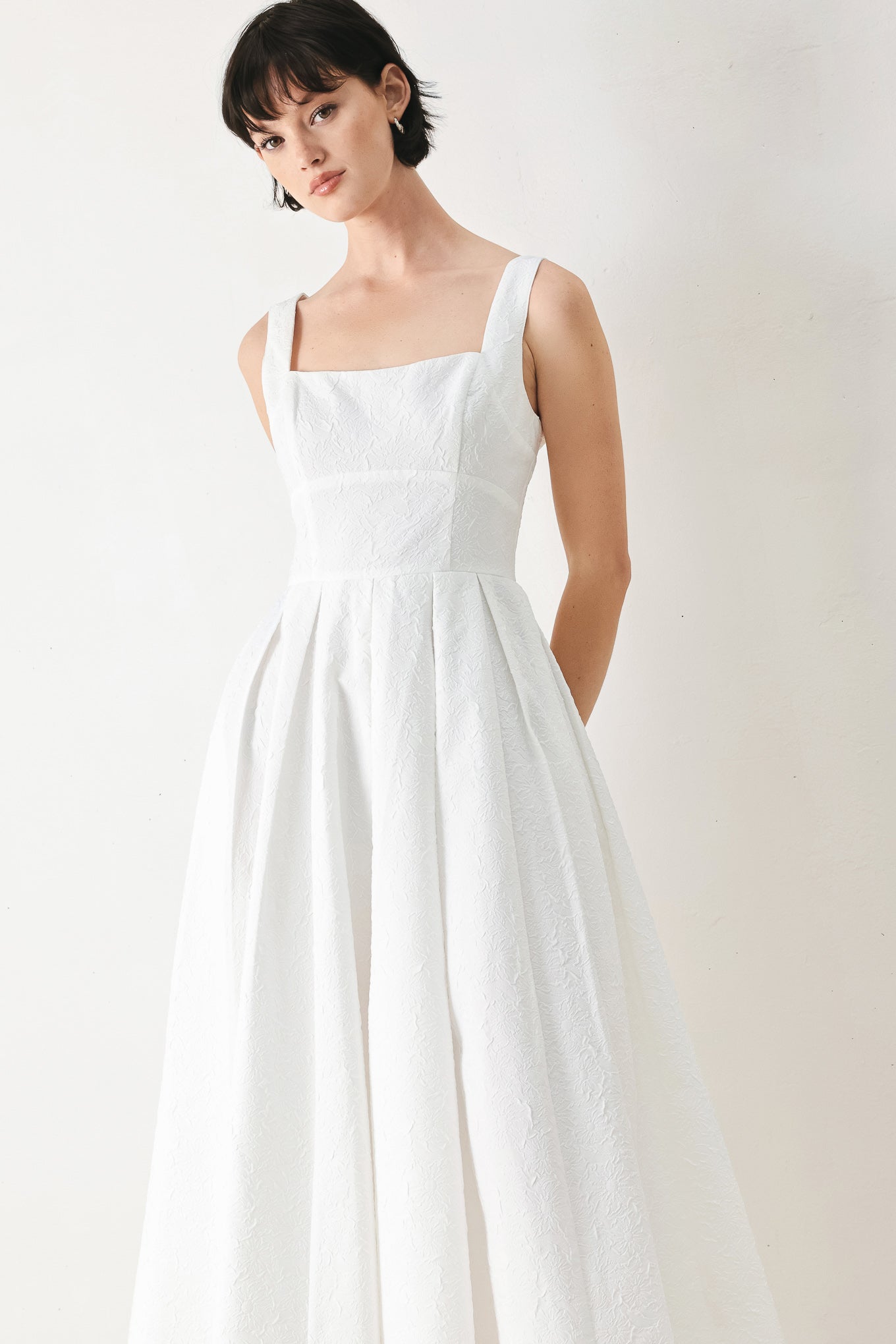 ECHO IN WHITE MIDI DRESS