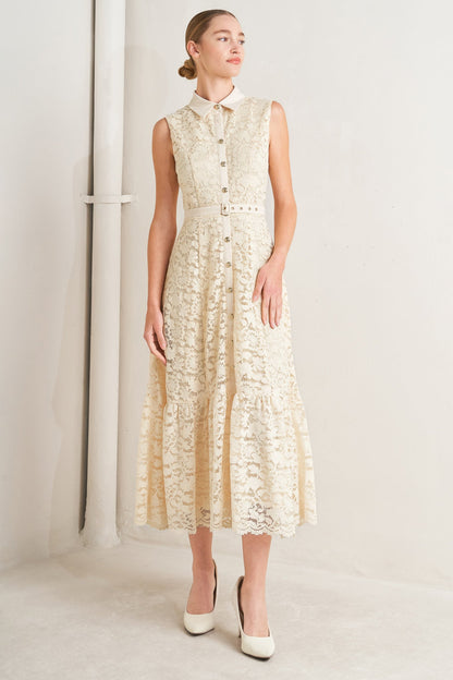 PURELY ROMANTIC LACE MIDI DRESS