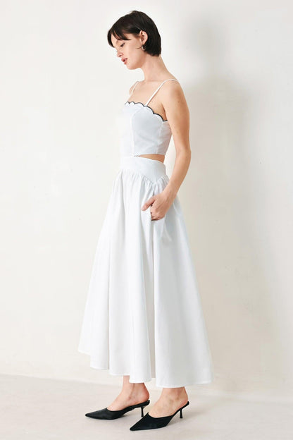 PURE ELEGANCE WHITE MIDI DRESS
