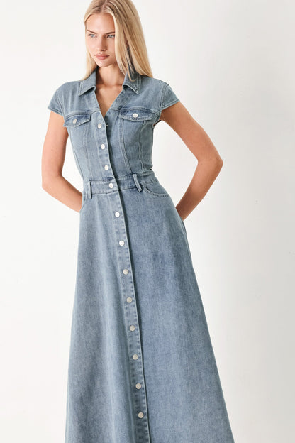 CLASSIC APPEAL ACID WASH DENIM SHIRT DRESS