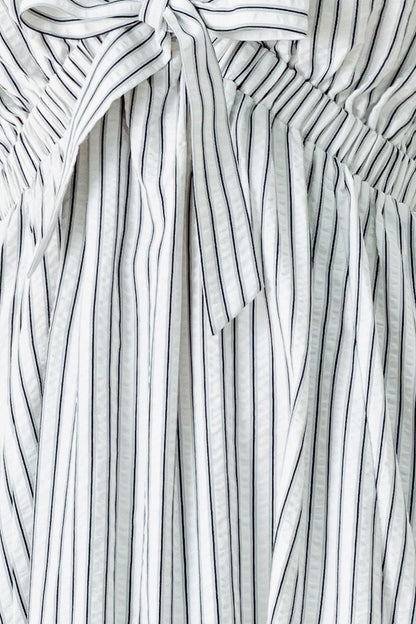 WHISPER STRIPE EMPIRE WAIST MIDI DRESS