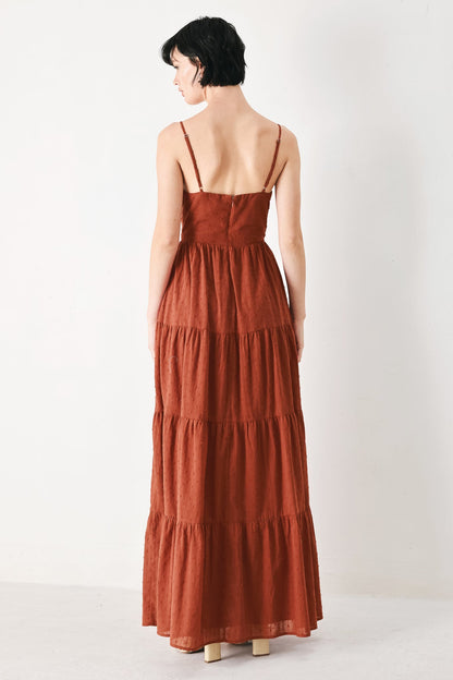 TERRACOTTA SUNSET CUT-OUT MAXI DRESS