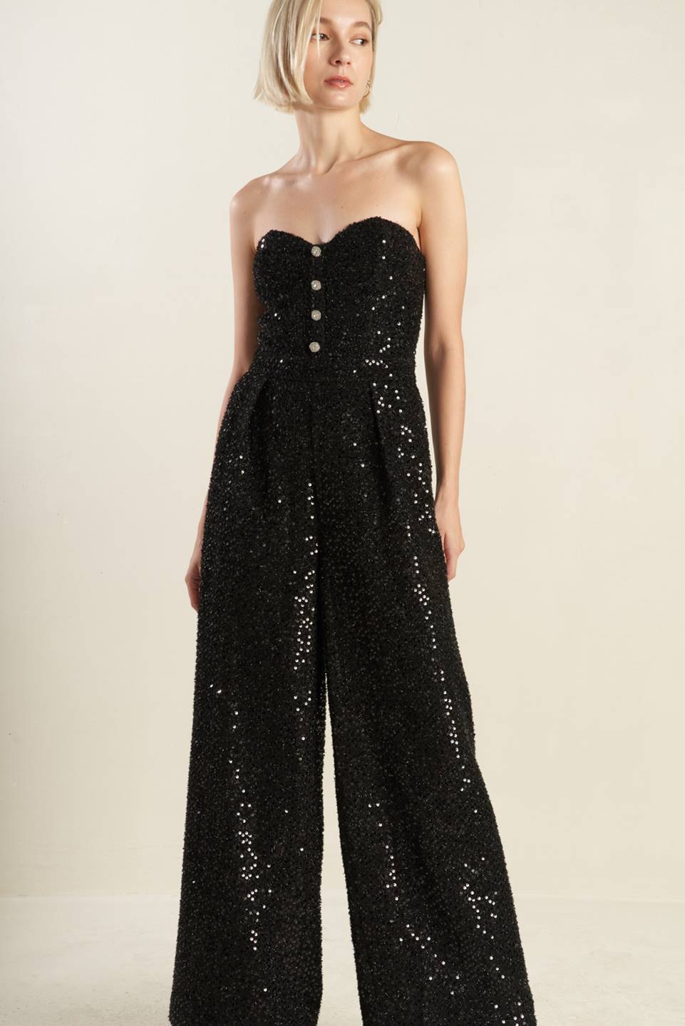 Sorelle Jumpsuit Black Sequin Cocktail Jumpsuit