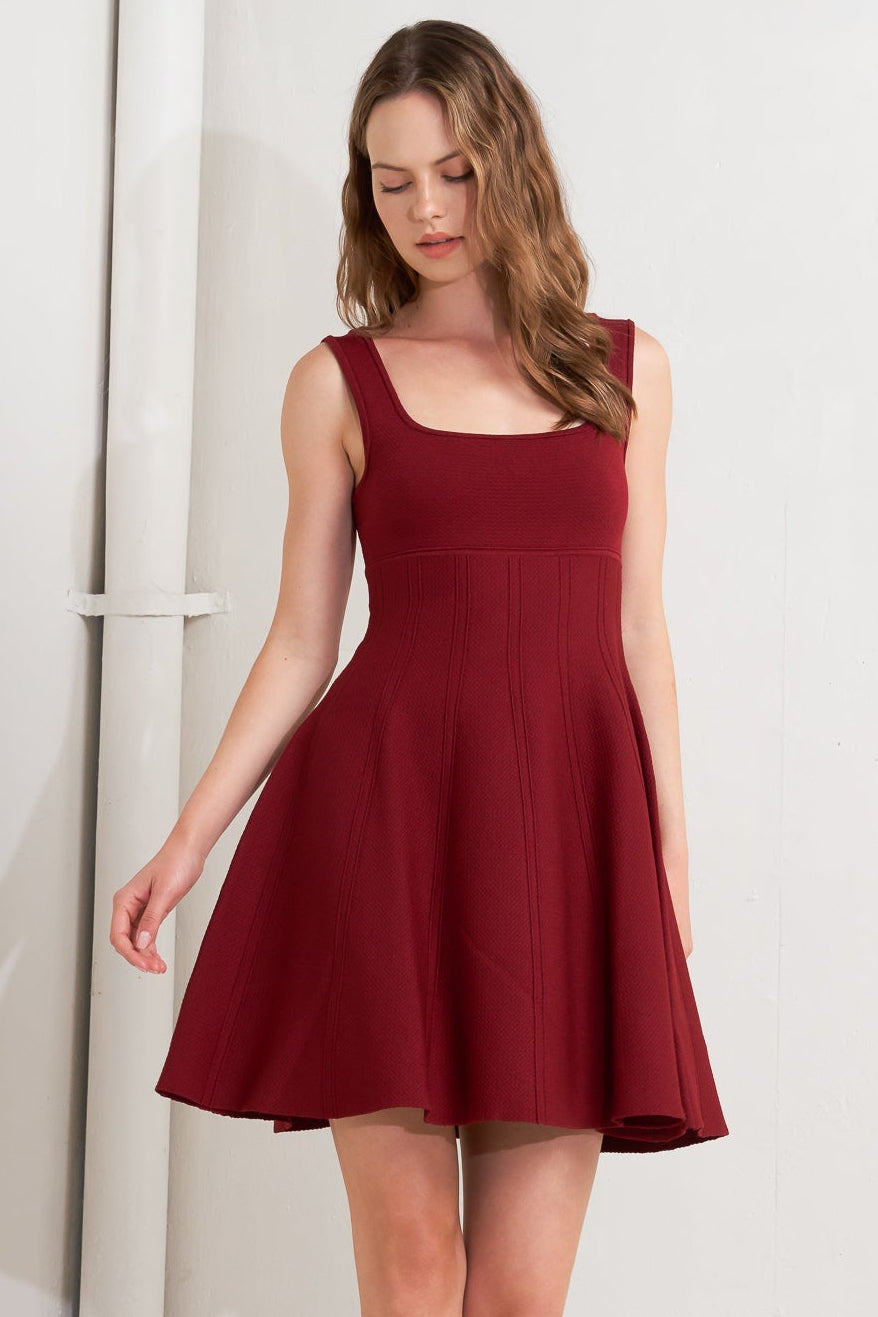 SKATER IN WINE SWEATER MINI DRESS