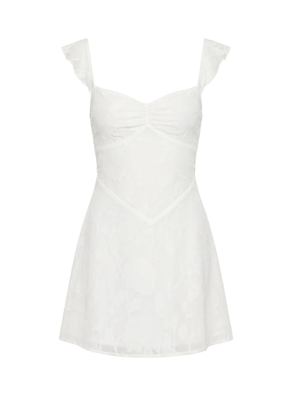 Past And Present Burnout Tie Back Mini Dress White