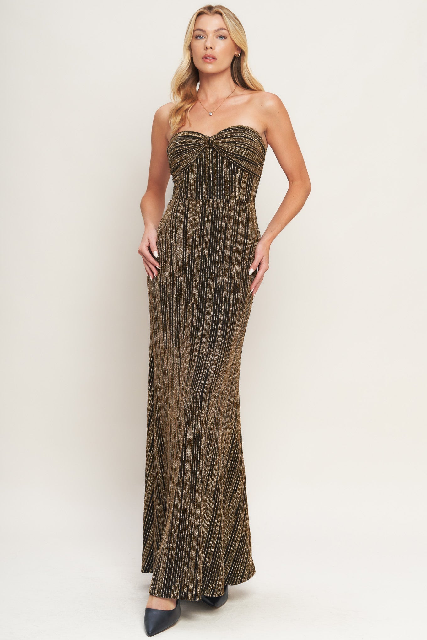 SACRED PROMISES METALLIC MAXI DRESS
