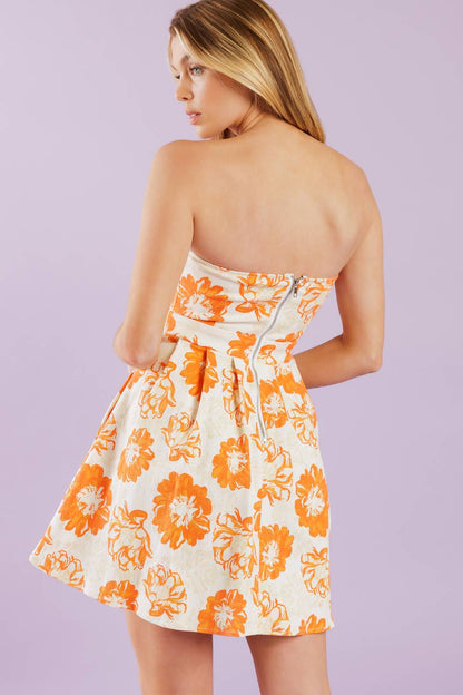 TANGERINE MIMOSAS ORANGE FLORAL MINI DRESS FINAL